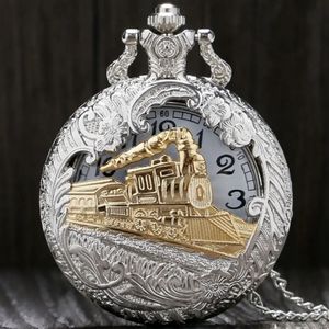 New train locomotive steam engine pocket watch